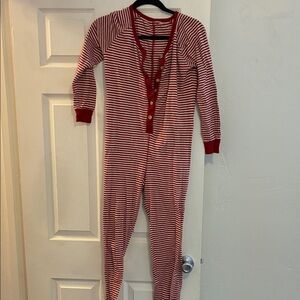 Burt's Bees Baby Red and White Striped Pajama Onesie